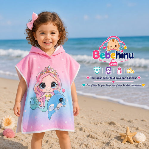 Baby Girls Mermaid Beach Poncho – Dolphin Design