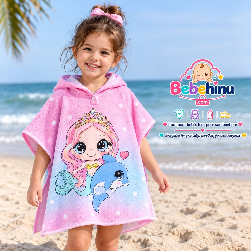 Baby Girls Mermaid Beach Poncho – Dolphin Design